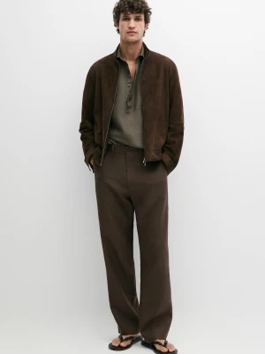 Skórzana Kurtka Zamszowa - Czekoladowy - Massimo Dutti - Male