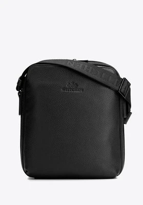 Skórzana listonoszka męska z szerokim otwarciem czarna Wittchen