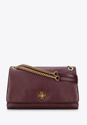 Skórzana listonoszka na łańcuszku bordowa Wittchen