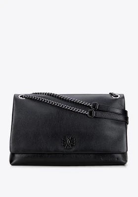 Skórzana listonoszka na łańcuszku czarno - grafitowa Wittchen