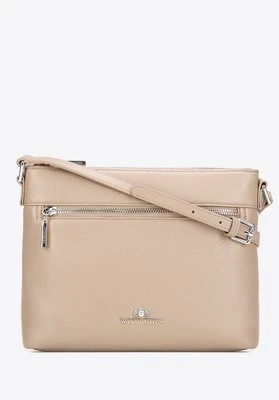 Skórzana listonoszka z regulowanym paskiem beżowo - srebrna Wittchen