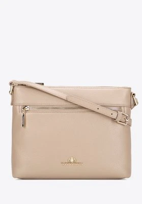 Skórzana listonoszka z regulowanym paskiem beżowo - złota Wittchen