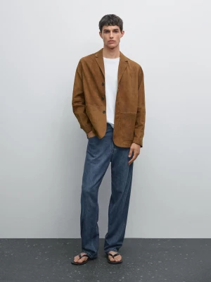 Skórzana Marynarka Ze 100% Nubuku - Sprany - - Massimo Dutti - Mężczyzna