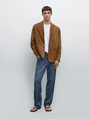 Skórzana Marynarka Ze 100% Nubuku - Sprany - - Massimo Dutti - Mężczyzna