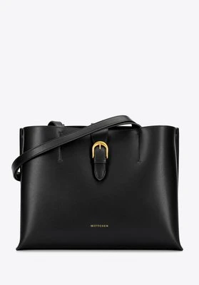 Skórzana shopperka z dekoracyjnym zapięciem czarna Wittchen