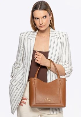 Skórzana shopperka z saszetką brązowa Wittchen