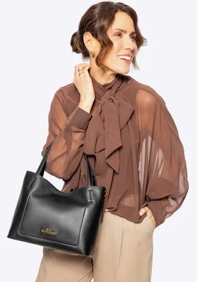 Skórzana shopperka z saszetką czarna Wittchen