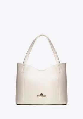 Skórzana shopperka z saszetką kremowa Wittchen