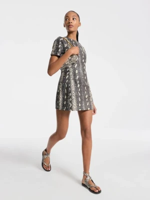 Skórzana sukienka mini z fakturą łuski węża Michael Kors