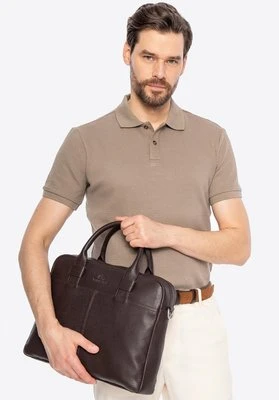 Skórzana torba na laptopa 13" o dwóch fakturach ciemny brąz Wittchen