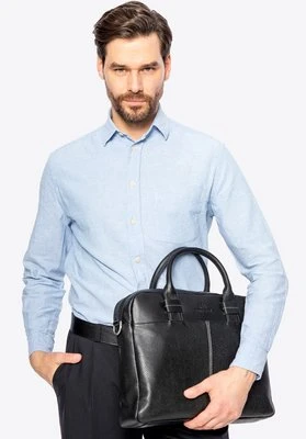 Skórzana torba na laptopa 13" o dwóch fakturach czarna Wittchen