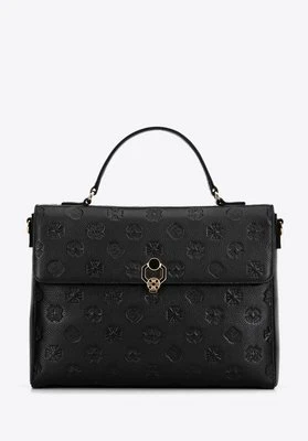Skórzana torba na laptopa 14" w monogram czarna Wittchen