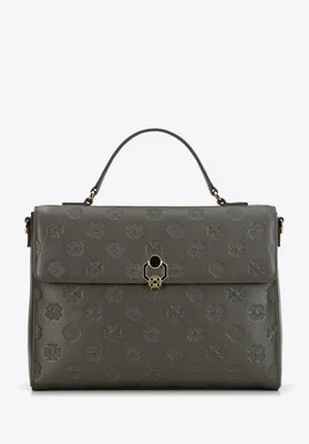 Skórzana torba na laptopa 14" w monogram taupe Wittchen