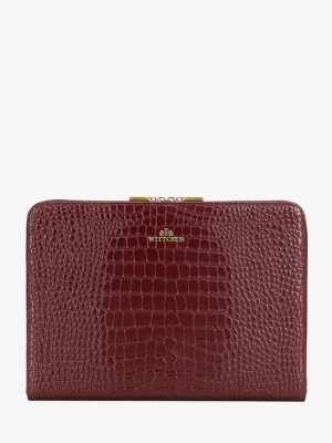 Skórzana torba na laptopa 15” z tłoczeniem croco bordowa Wittchen