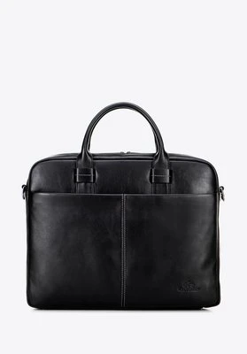 Skórzana torba na laptopa 16" z dekoracyjnym przeszyciem czarna Wittchen