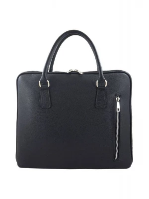Skórzana torba na laptopa Casual - Czarna Merg