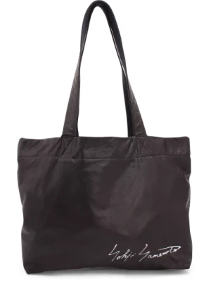 Skórzana torba na zakupy z kontrastowym logo Yohji Yamamoto