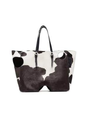 Skórzana Torba Shopper w Kolorze Off-White Off White