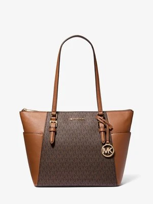 Skórzana torba tote Charlotte z dużym logo i zapięciem u góry Michael Kors Outlet