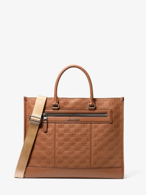Skórzana torba tote z wytłoczonym logo Jet Set Michael Kors BRĄZOWY (Brązowy)