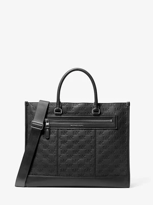 Skórzana torba tote z wytłoczonym logo Jet Set Michael Kors Mens