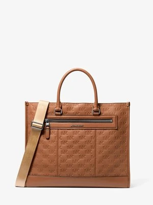 Skórzana torba tote z wytłoczonym logo Jet Set Michael Kors Mens