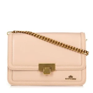 Skórzana torebka crossbody z łańcuszkiem beżowa Wittchen