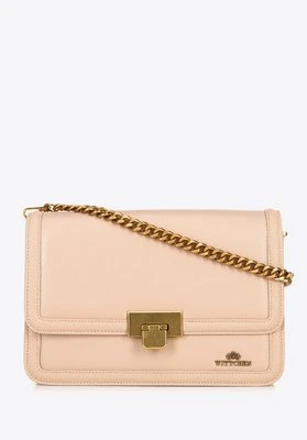 Skórzana torebka crossbody z łańcuszkiem beżowa Wittchen