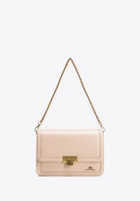 Skórzana torebka crossbody z łańcuszkiem beżowa Wittchen