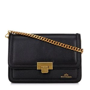 Skórzana torebka crossbody z łańcuszkiem czarna Wittchen