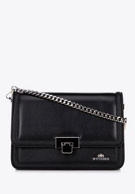 Skórzana torebka crossbody z łańcuszkiem czarno - srebrna Wittchen