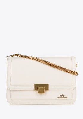 Skórzana torebka crossbody z łańcuszkiem kremowa Wittchen
