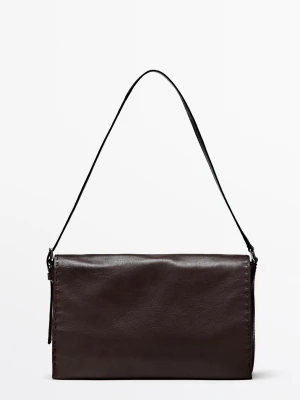 Skórzana Torebka Listonoszka Z Przeszyciami - Brązowy - Massimo Dutti - Female