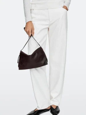 Skórzana Torebka Listonoszka Z Przeszyciami - Brązowy - Massimo Dutti - Female
