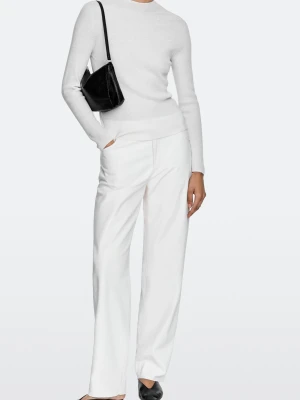 Skórzana Torebka Listonoszka Z Przeszyciami - Czarny - Massimo Dutti - Female
