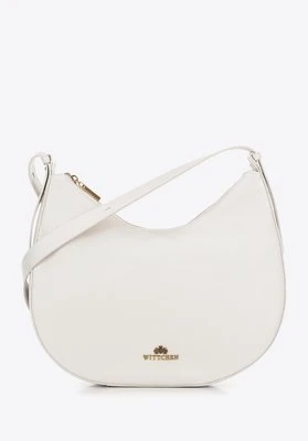 Skórzana torebka na ramię duża kremowa Wittchen