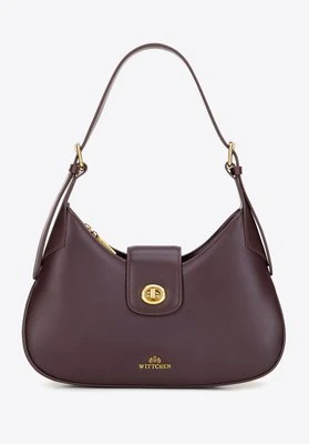 Skórzana torebka na ramię z odpinanym paskiem bordowa Wittchen