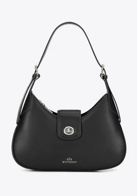 Skórzana torebka na ramię z odpinanym paskiem czarno - srebrna Wittchen