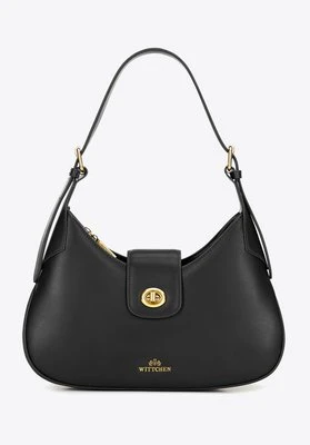 Skórzana torebka na ramię z odpinanym paskiem czarno - złota Wittchen