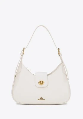 Skórzana torebka na ramię z odpinanym paskiem kremowo - złota Wittchen