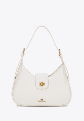 Skórzana torebka na ramię z odpinanym paskiem kremowo - złota Wittchen