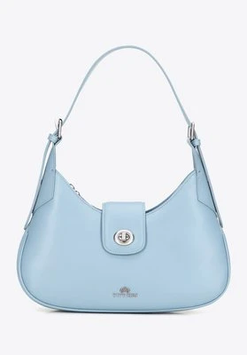 Skórzana torebka na ramię z odpinanym paskiem niebieska Wittchen