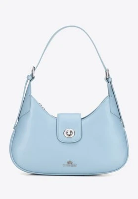 Skórzana torebka na ramię z odpinanym paskiem niebieska Wittchen