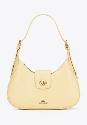 Skórzana torebka na ramię z odpinanym paskiem żółta Wittchen