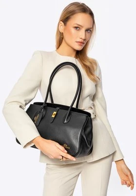 Skórzana torebka shopper z chwostem czarna Wittchen