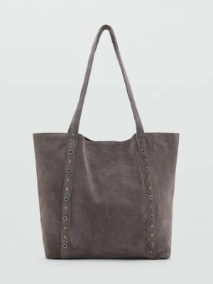 Skórzana torebka tote szary - Teen - Rozmiar uniwersalny - MANGO TEEN