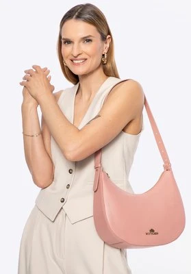 Skórzana torebka typu bagietka różowa Wittchen
