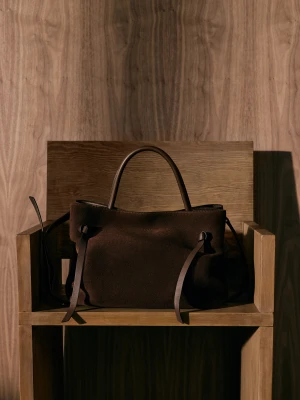 Skórzana torebka w kolorze czekoladowego brązu TARANKO