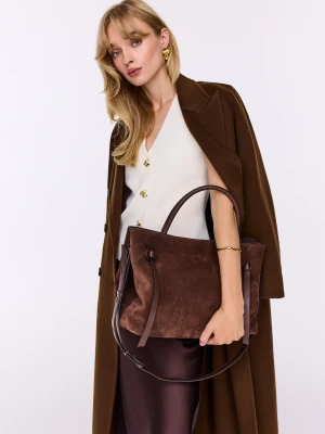Skórzana torebka w kolorze czekoladowego brązu TARANKO
