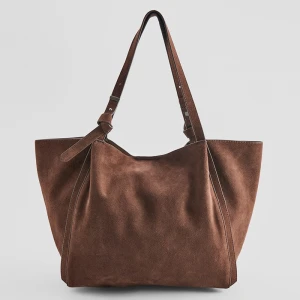 Skórzana zamszowa torebka shopper brązowa House